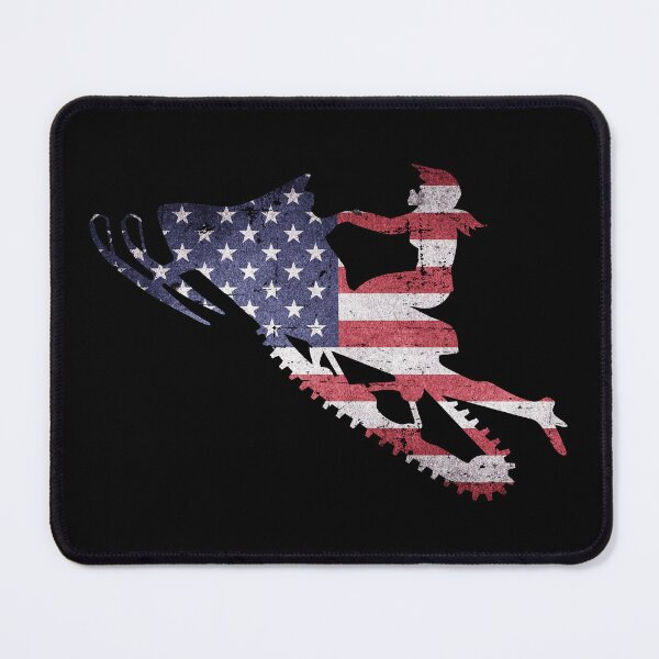 Item preview, America flag snowmobiler | Woman on Snowmobile American flag designed and sold by GPODdesign.