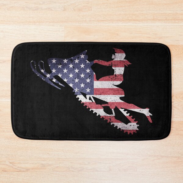 Item preview, America flag snowmobiler | Woman on Snowmobile American flag designed and sold by GPODdesign.