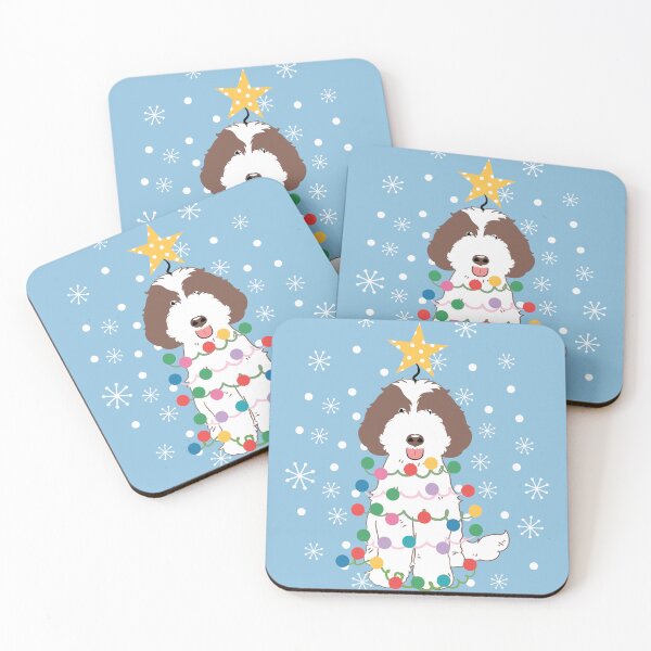 Item preview, Labradoodle Christmas Tree - Chocolate and White 1 designed and sold by Lulupainting.