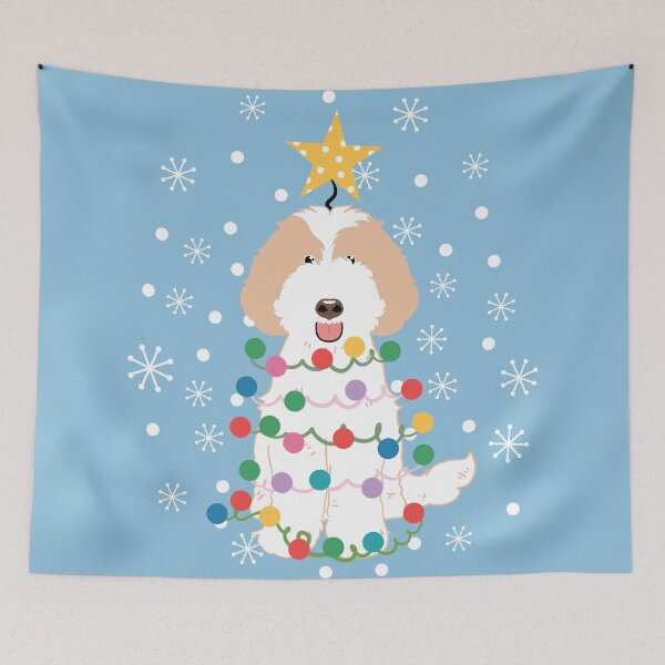 Item preview, Cream White Labradoodle Christmas Tree designed and sold by Lulupainting.