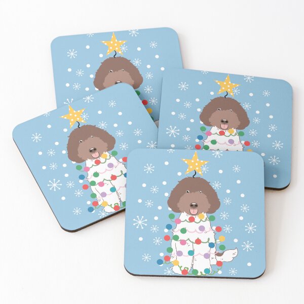 Item preview, Labradoodle Christmas Tree - Chocolate and White 2 designed and sold by Lulupainting.