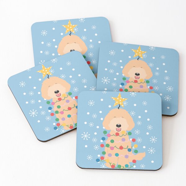 Item preview, Cream Gold Labradoodle Christmas Tree designed and sold by Lulupainting.