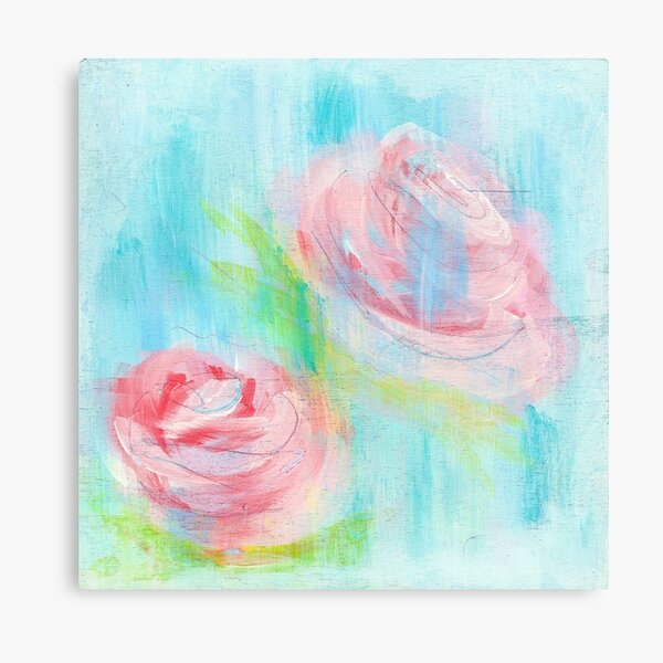 Faded Roses Abstract Acrylic Painting Print Canvas Print