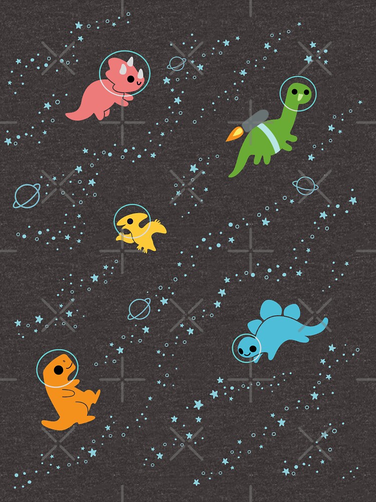 Thumbnail 3 of 3, Relaxed Fit T-Shirt, Dinosaurs In Space Pattern designed and sold by KristyKate.