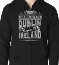 u2 dublin ireland vintage white Zipped Hoodie