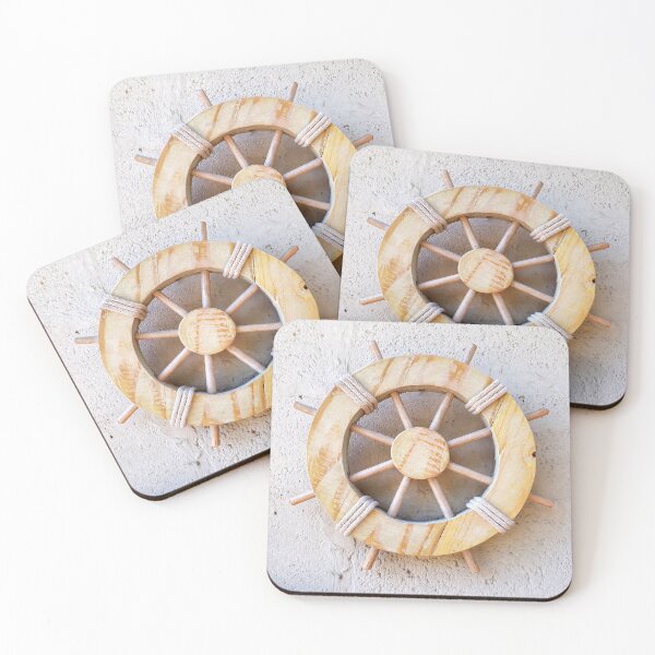 Item preview, Nautical Decor Natural Neutral Tones Wood Ship's Wheel (photo of) designed and sold by Beachy.