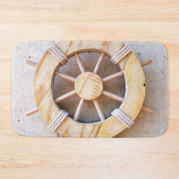 Item preview, Nautical Decor Natural Neutral Tones Wood Ship's Wheel (photo of) designed and sold by Beachy.