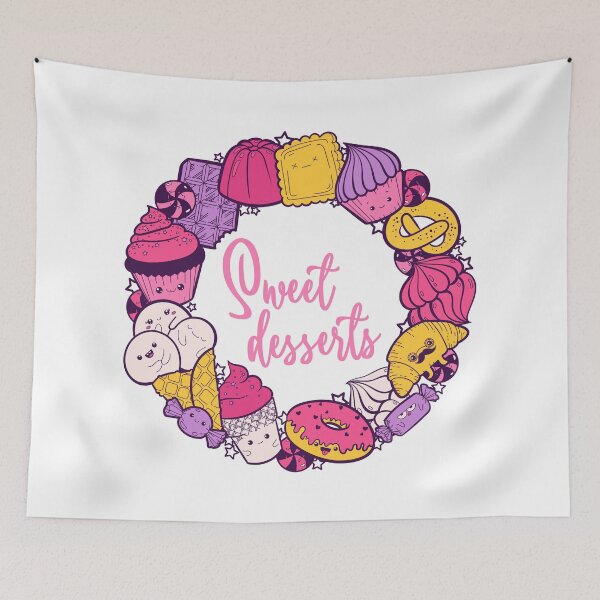 Item preview, Happy Kawaii Doodle Sweet Desserts Circle designed and sold by boozkova-vorona.
