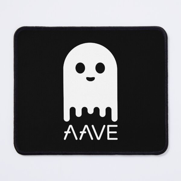 Item preview, Aave AAVE Crypto ALtcoin - Clean White Ghost Character with Text Logo designed and sold by CryptoMoods.