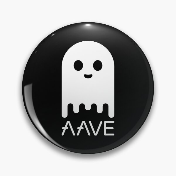 Item preview, Aave AAVE Crypto ALtcoin - Clean White Ghost Character with Text Logo designed and sold by CryptoMoods.
