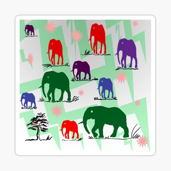 "decorative elephants" Sticker for Sale by catherine6401 Redbubble