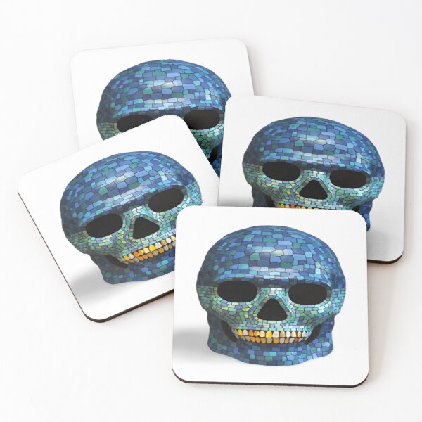 Item preview, Blue skull mask in mosaic style with multicolored teeth designed and sold by ErisMerch.