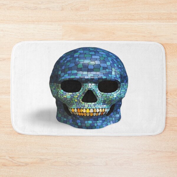 Item preview, Blue skull mask in mosaic style with multicolored teeth designed and sold by ErisMerch.