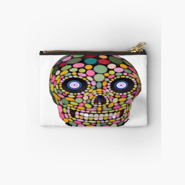 Item preview, Skull mask with round luminous eyes multi-colored round patterns with multi-colored teeth  designed and sold by ErisMerch.