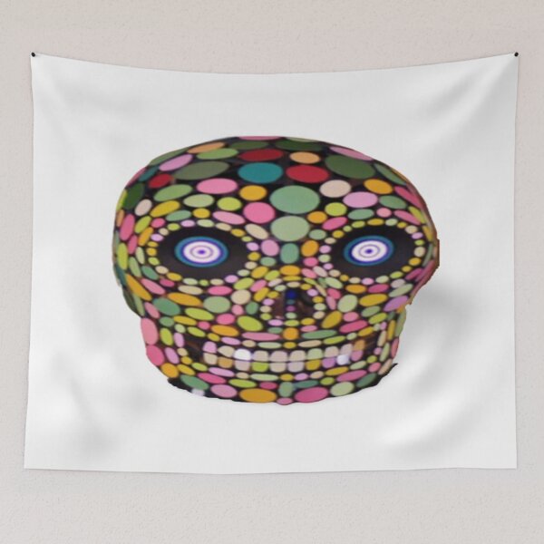 Item preview, Skull mask with round luminous eyes multi-colored round patterns with multi-colored teeth  designed and sold by ErisMerch.