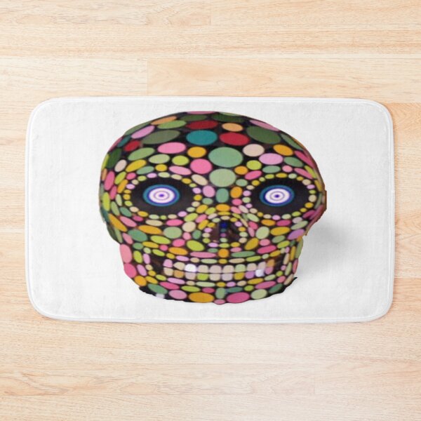 Item preview, Skull mask with round luminous eyes multi-colored round patterns with multi-colored teeth  designed and sold by ErisMerch.