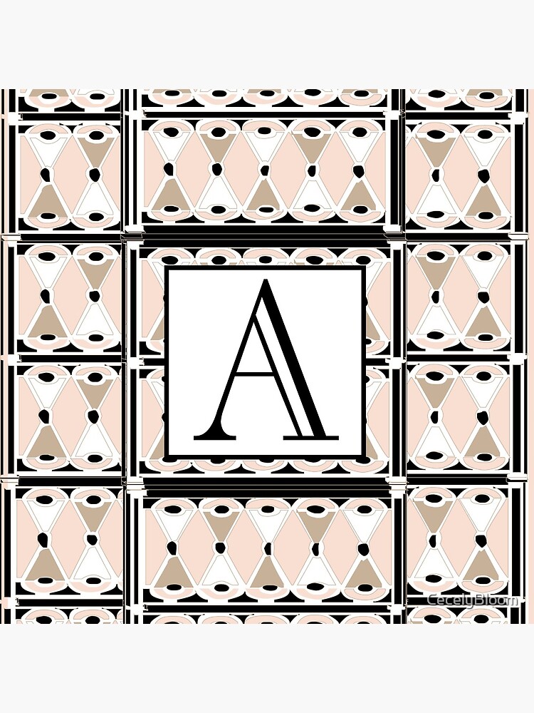 1920s Pink Champagne Deco Monogram letter A by CecelyBloom