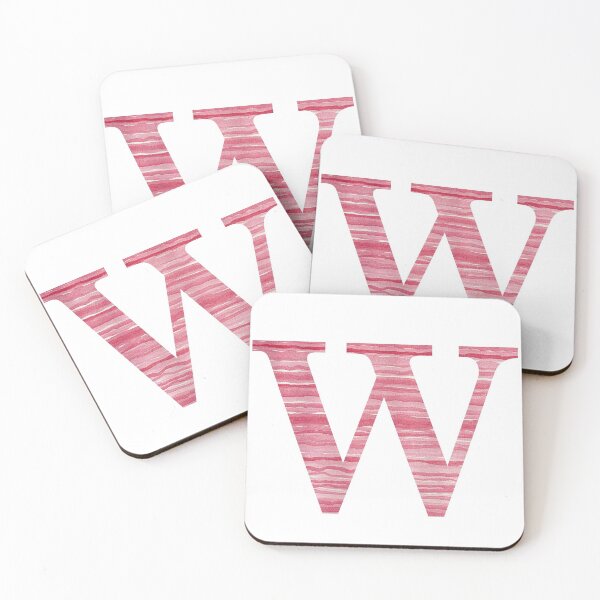 Item preview, Letter W Red Watercolor Stripes Initial Monogram designed and sold by theartofvikki.
