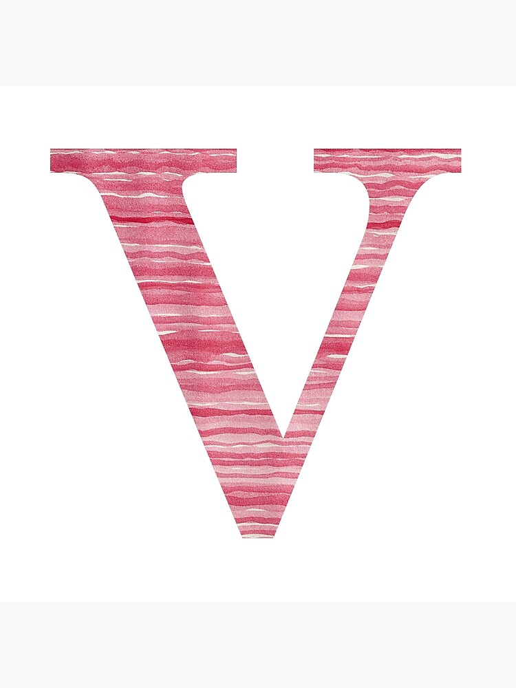 Letter V Red Watercolor Stripes Initial Monogram by theartofvikki