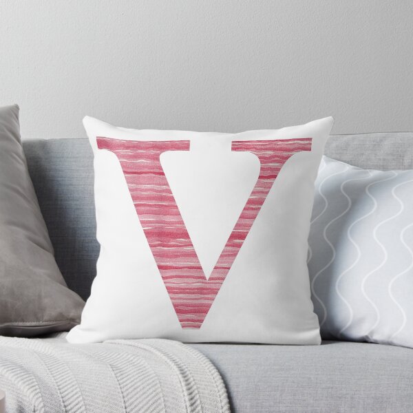 Item preview, Letter V Red Watercolor Stripes Initial Monogram designed and sold by theartofvikki.