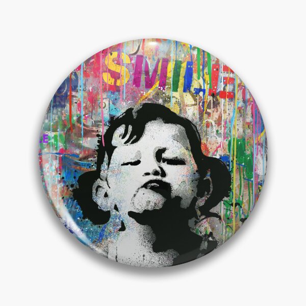 Item preview, Banksy SMILE  Street Art Graffiti Quote Girl Not Smiling Pop Art Mashup designed and sold by WE-ARE-BANKSY.
