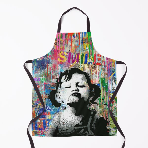 Item preview, Banksy SMILE  Street Art Graffiti Quote Girl Not Smiling Pop Art Mashup designed and sold by WE-ARE-BANKSY.