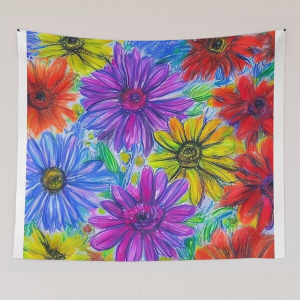 Item preview, Multi coloured flower crayoned picture designed and sold by David-Howells.