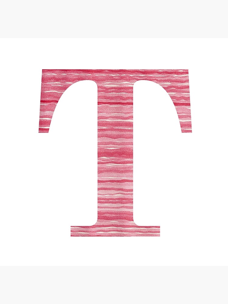 Letter T Red Watercolor Stripes Initial Monogram by theartofvikki