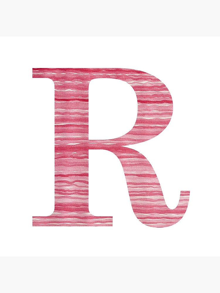 Letter R Red Watercolor Stripes Initial Monogram by theartofvikki