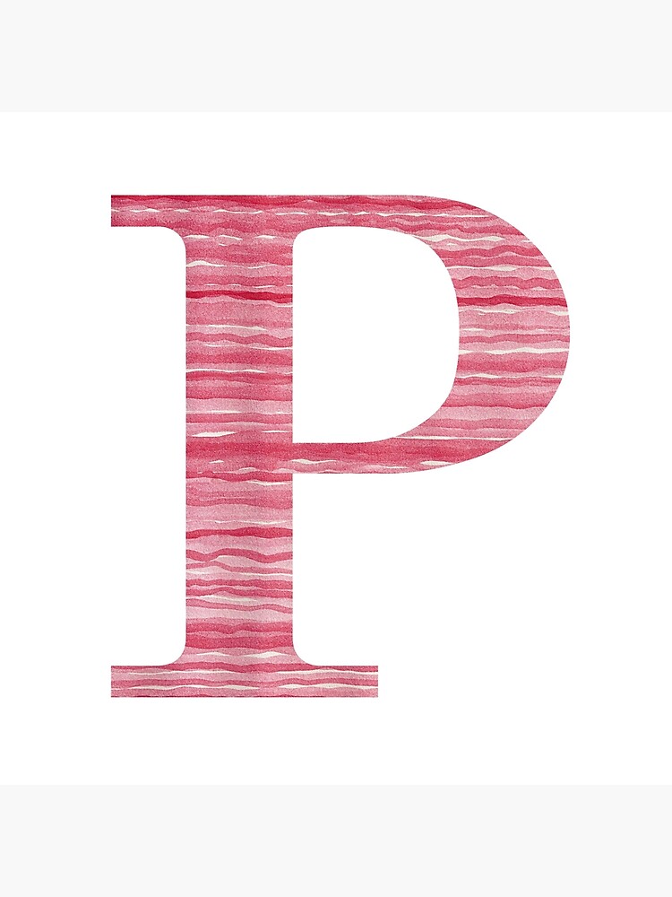Letter P Red Watercolor Stripes Initial Monogram by theartofvikki