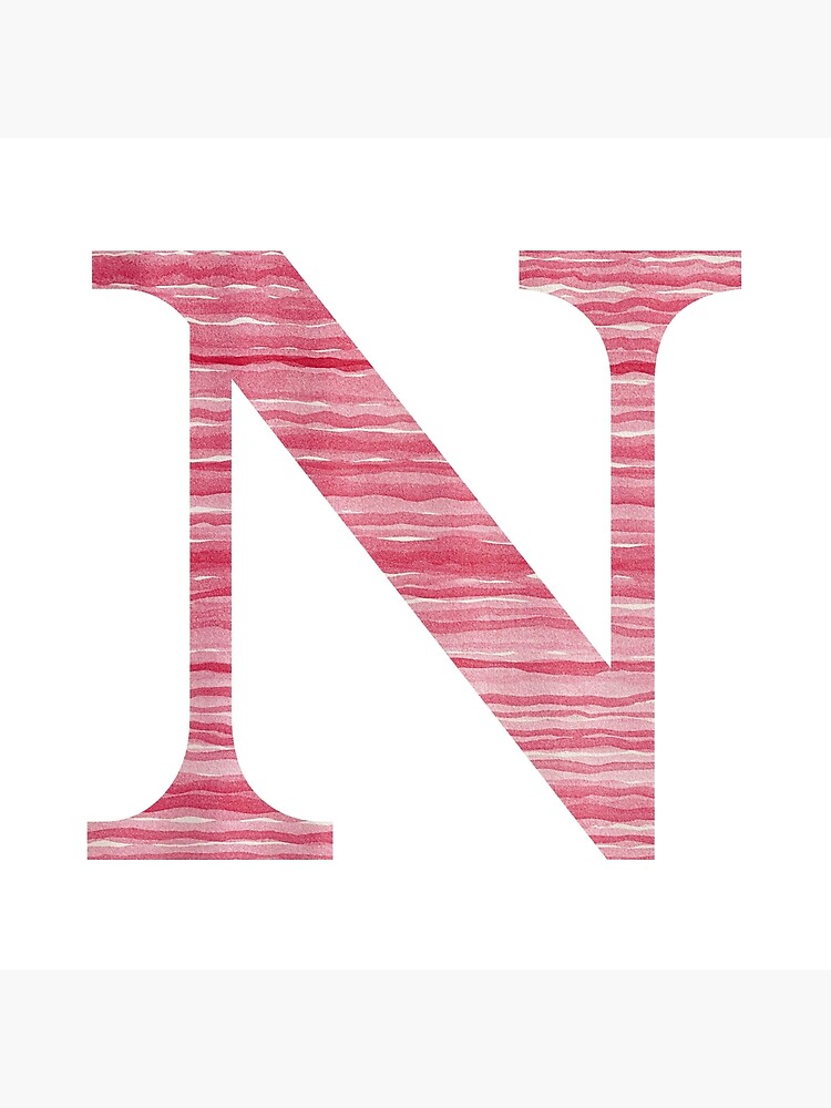 Letter N Red Watercolor Stripes Initial Monogram by theartofvikki