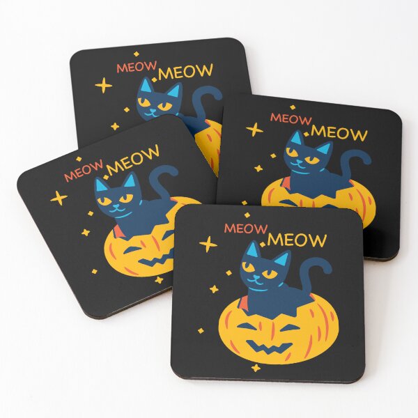 Item preview, Meow Meow - Thanksgiving cute cat in pumpkin blue yellow fall stars designed and sold by The Patootoos.