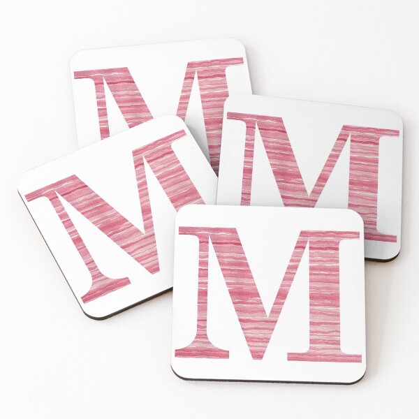 Item preview, Letter M Red Watercolor Stripes Initial Monogram designed and sold by theartofvikki.