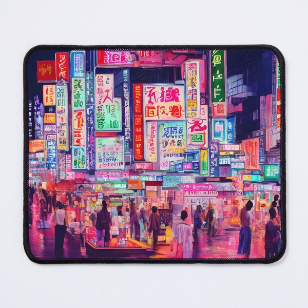 Item preview, Japanese futuristic neon city cityscape designed and sold by KamiDomi.