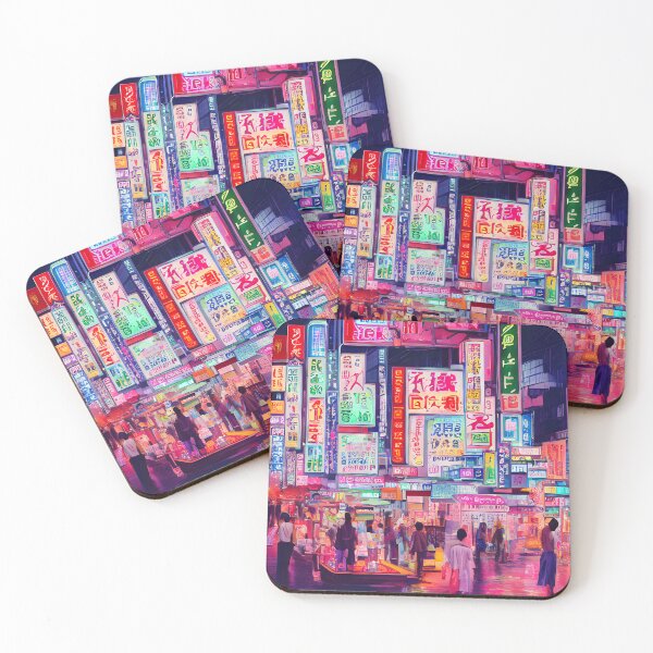 Item preview, Japanese futuristic neon city cityscape designed and sold by KamiDomi.