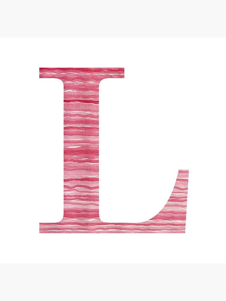 Letter L Red Watercolor Stripes Initial Monogram by theartofvikki