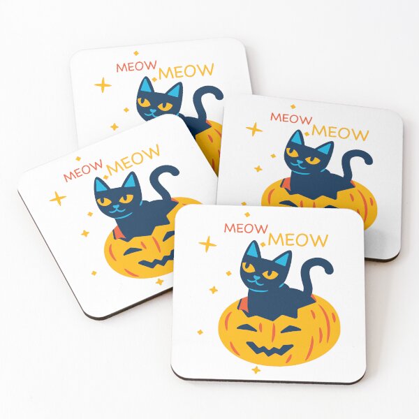 Item preview, Meow Meow - Thanksgiving cute cat in pumpkin blue yellow fall stars designed and sold by The Patootoos.
