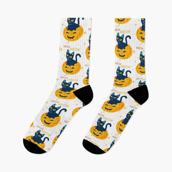 Item preview, Meow Meow - Thanksgiving cute cat in pumpkin blue yellow fall stars designed and sold by The Patootoos.