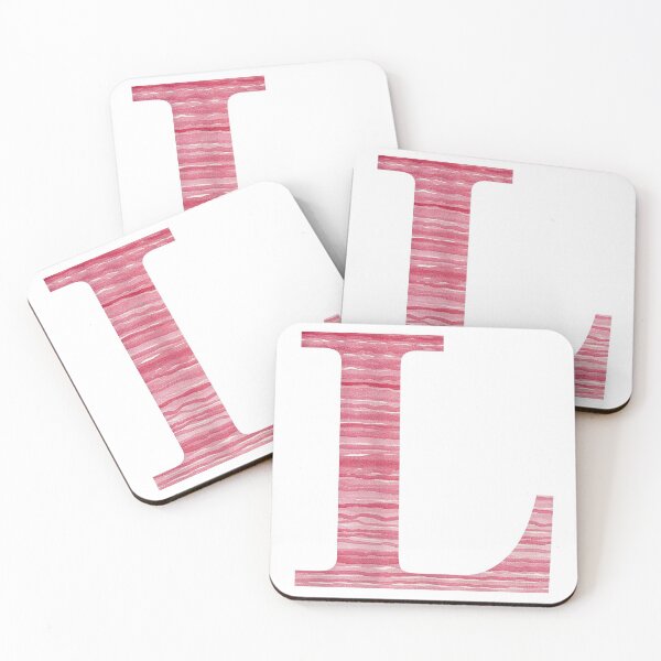 Item preview, Letter L Red Watercolor Stripes Initial Monogram designed and sold by theartofvikki.