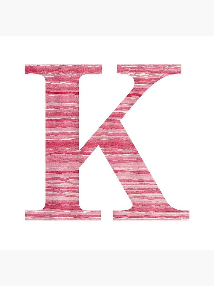 Letter K Red Watercolor Stripes Initial Monogram by theartofvikki