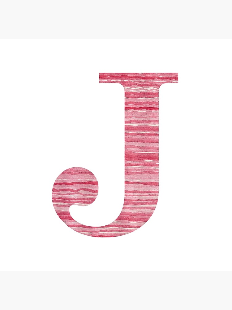 Letter J Red Watercolor Stripes Initial Monogram by theartofvikki