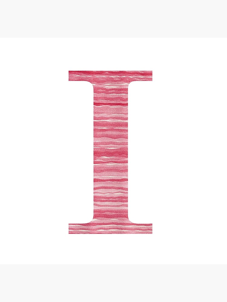 Letter I Red Watercolor Stripes Initial Monogram by theartofvikki