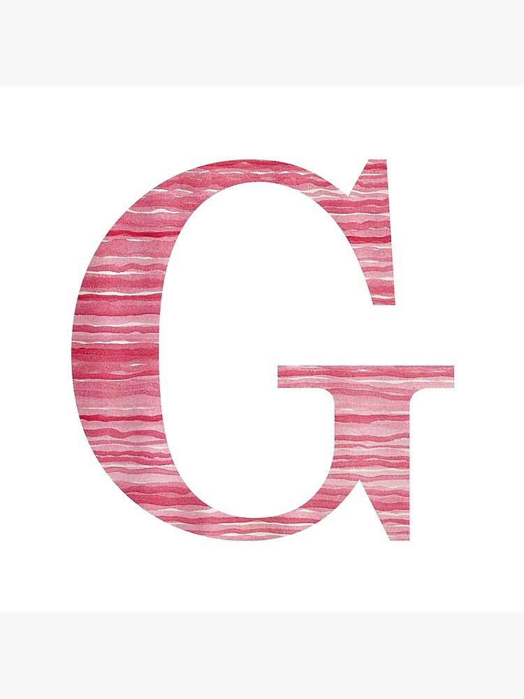 Letter G Red Watercolor Stripes Initial Monogram by theartofvikki