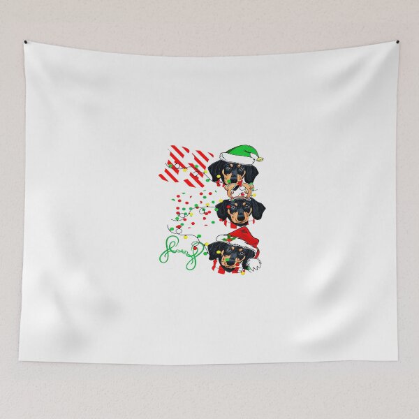 Item preview, Ho Ho Ho Dachshund Lights Santa Hat reindeer ELF Christmas designed and sold by TGMerwin.
