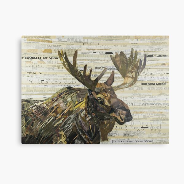 Eastern Moose Collage by C.E. White Metal Print