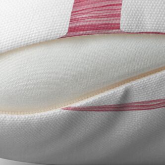 Thumbnail 2 of 3, Throw Pillow, Letter E Red Watercolor Stripes Initial Monogram designed and sold by theartofvikki.