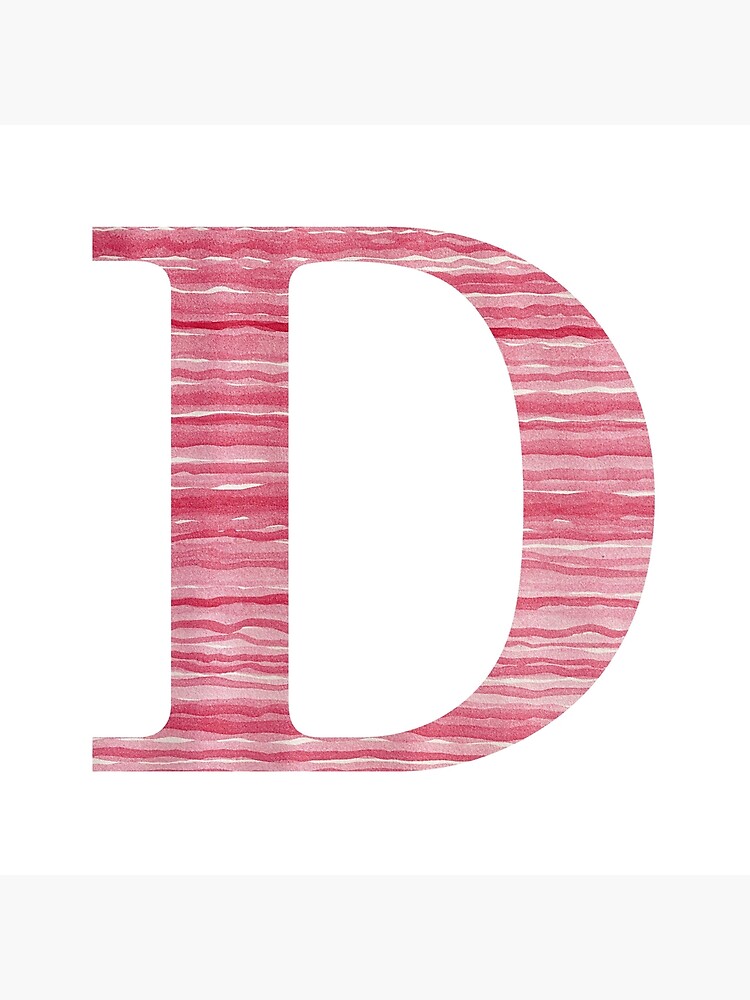 Letter D Red Watercolor Stripes Initial Monogram by theartofvikki