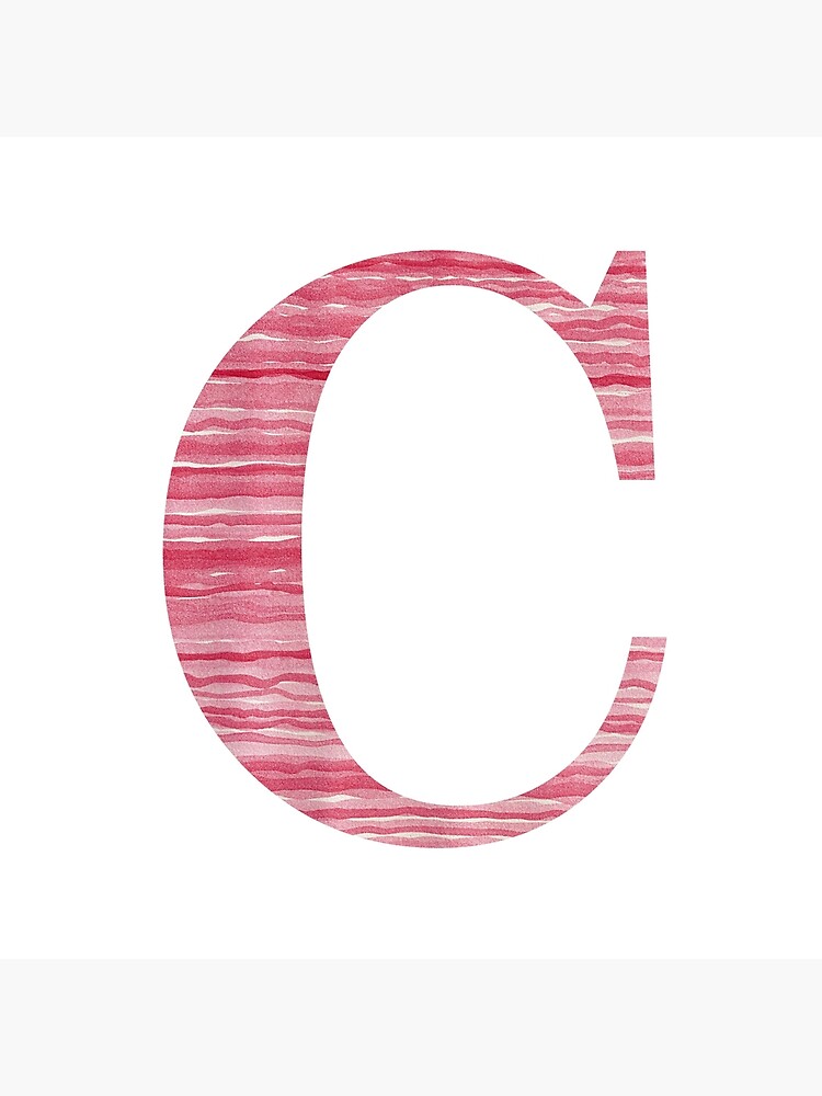 Letter C Red Watercolor Stripes Initial Monogram by theartofvikki