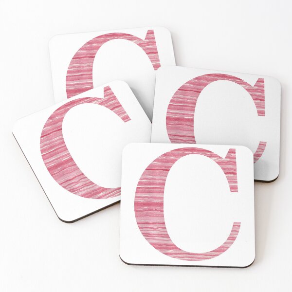 Item preview, Letter C Red Watercolor Stripes Initial Monogram designed and sold by theartofvikki.