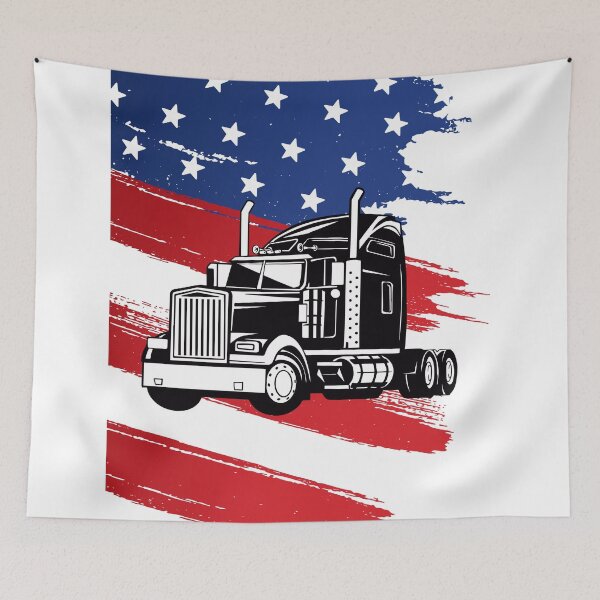 Item preview, Camión y bandera de Estados Unidos designed and sold by tomorrowsart.